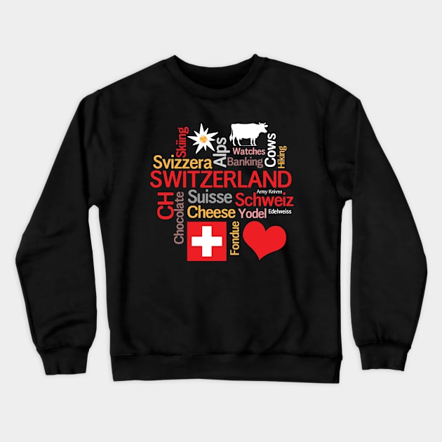 Switzerland Favorite Things Crewneck Sweatshirt by AntiqueImages